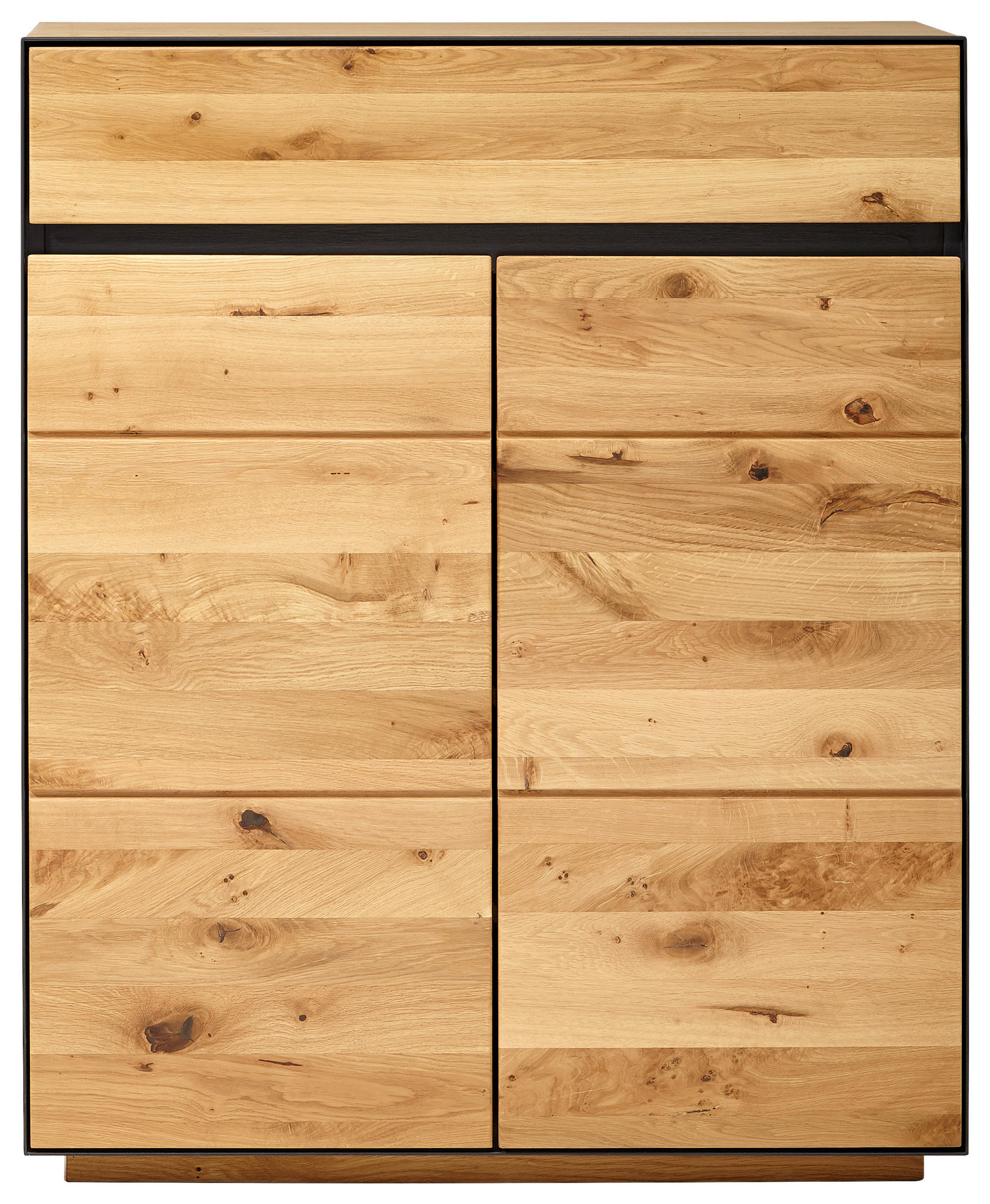 SCHUHSCHRANK Wildeiche furniert, massiv Anthrazit, Eichefarben  - Eichefarben/Anthrazit, Natur, Holz/Metall (86/104/38cm) - Linea Natura