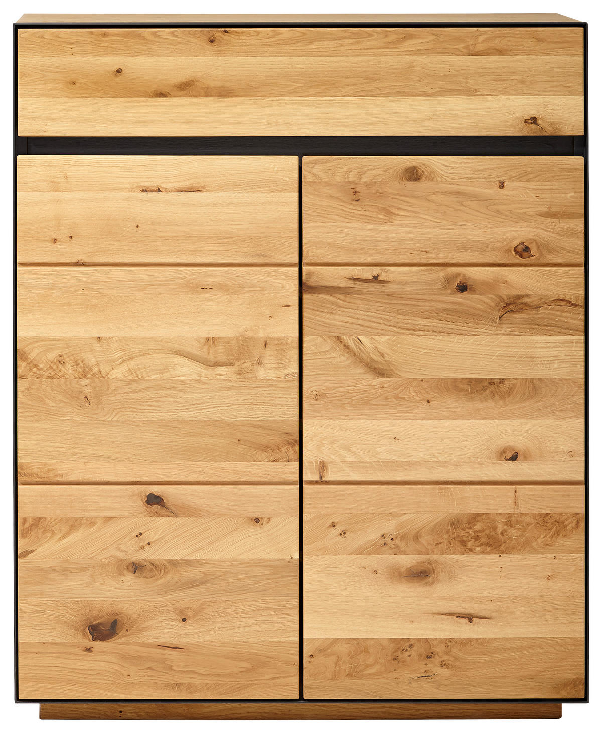 SCHUHSCHRANK Wildeiche furniert, massiv Anthrazit, Eichefarben  - Eichefarben/Anthrazit, Natur, Holz/Metall (86/104/38cm) - Linea Natura