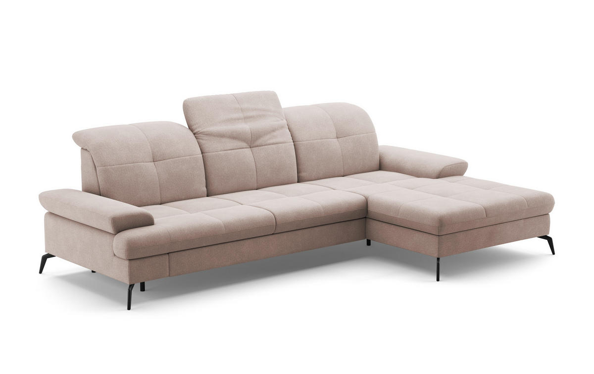 ECKSOFA in Flachgewebe Greige  - Greige/Schwarz, Konventionell, Textil/Metall (279/185cm) - Sit & More