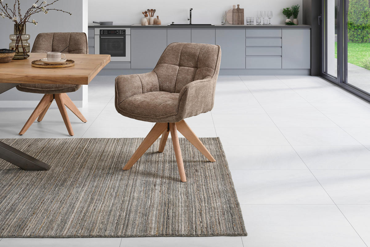 STOLICA S NASLONOM ZA RUKE  boje hrasta, Khaki  drvo, tekstil      - Khaki/boje hrasta, Basics, drvo/tekstil (64/85/62cm) - Livetastic