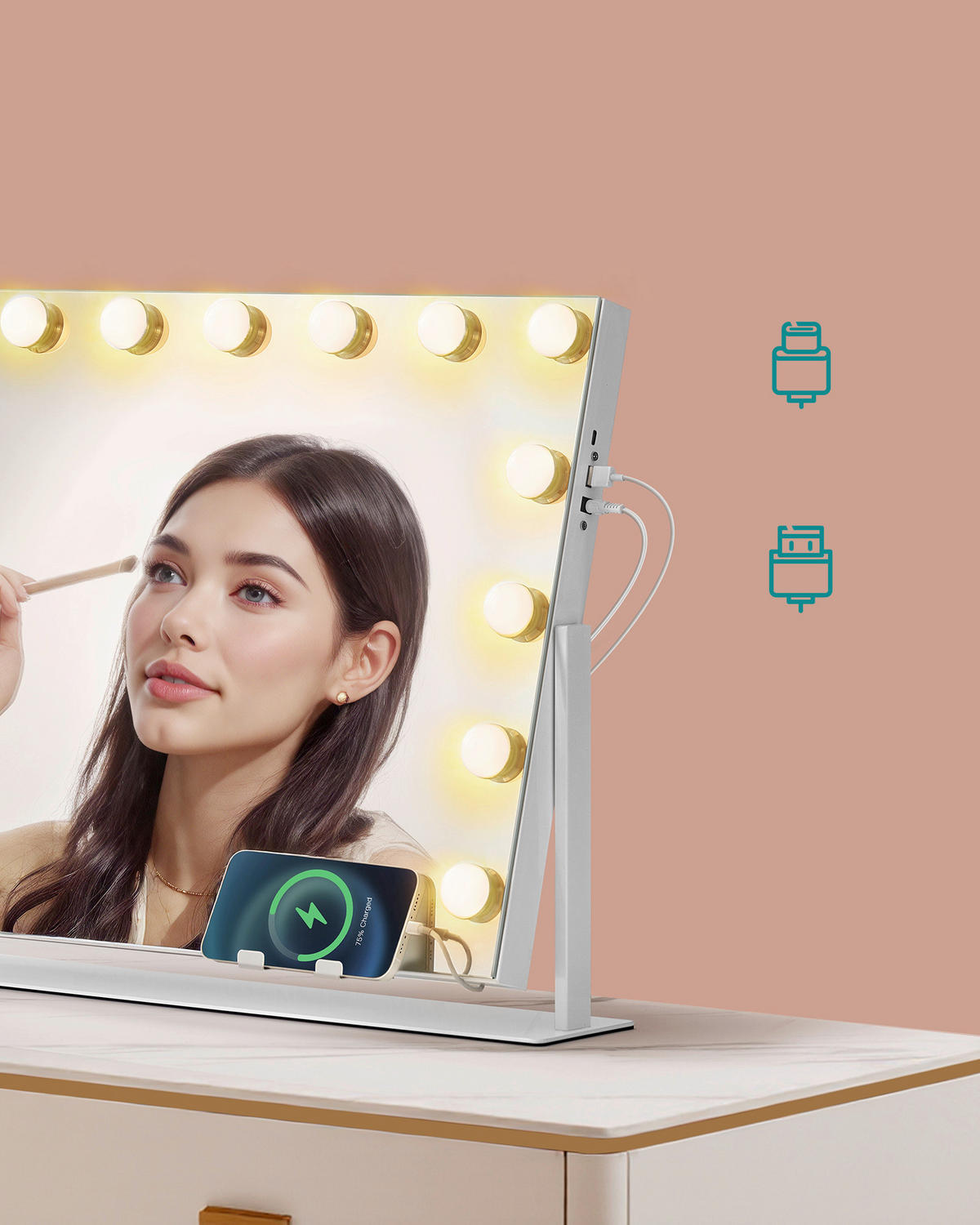 SCHMINKSPIEGEL Weiß  - Weiß, Trend, Glas/Holzwerkstoff (62,5/45,8/10cm) - Boxxx