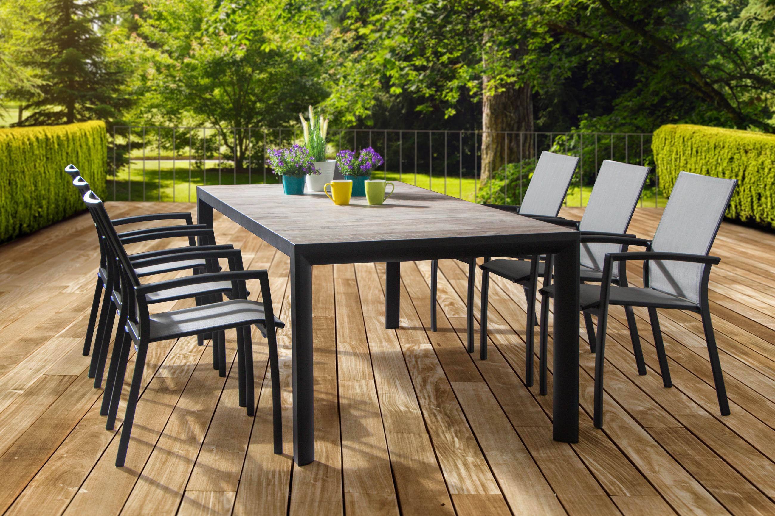 Siena Garden Gartentischgruppe Anthrazit, Grau 140x74x90 cm