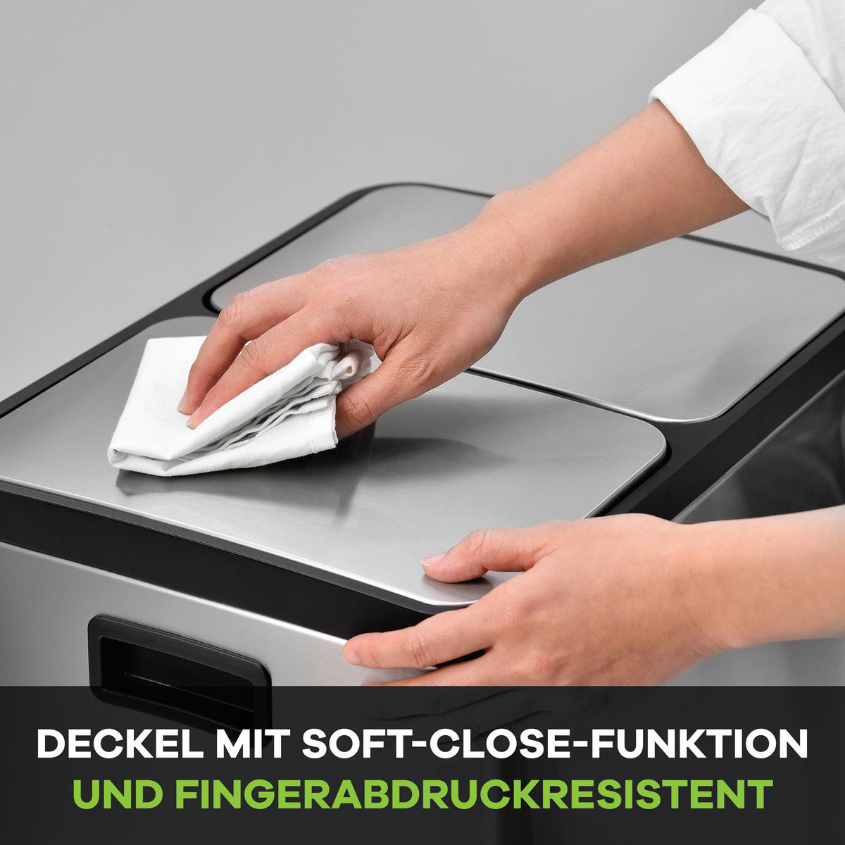 ABFALLEIMER 30 l  Metall  - Silberfarben/Schwarz, KONVENTIONELL, Kunststoff/Metall (41,5/44/34,5cm) - P & B