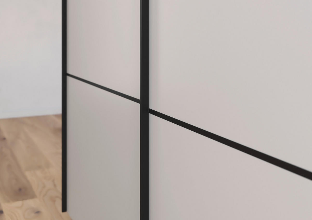 SCHWEBETÜRENSCHRANK in Grau  - Schwarz/Grau, Konventionell, Holzwerkstoff/Metall (301/223/68cm) - Novel