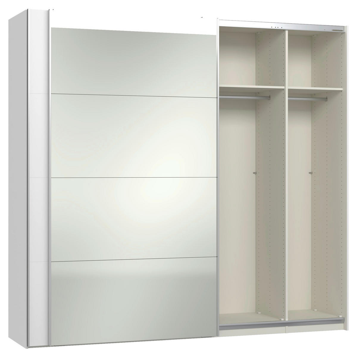 SCHWEBETÜRENSCHRANK 253/236/65 cm 2-türig Weiß  - Silberfarben/Weiß, Design, Glas/Holzwerkstoff (253/236/65cm) - Jutzler