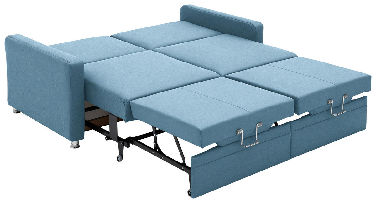 SCHLAFSOFA Chenille Blau  - Chromfarben/Blau, KONVENTIONELL, Textil/Metall (186/90/100cm) - Beldomo Style