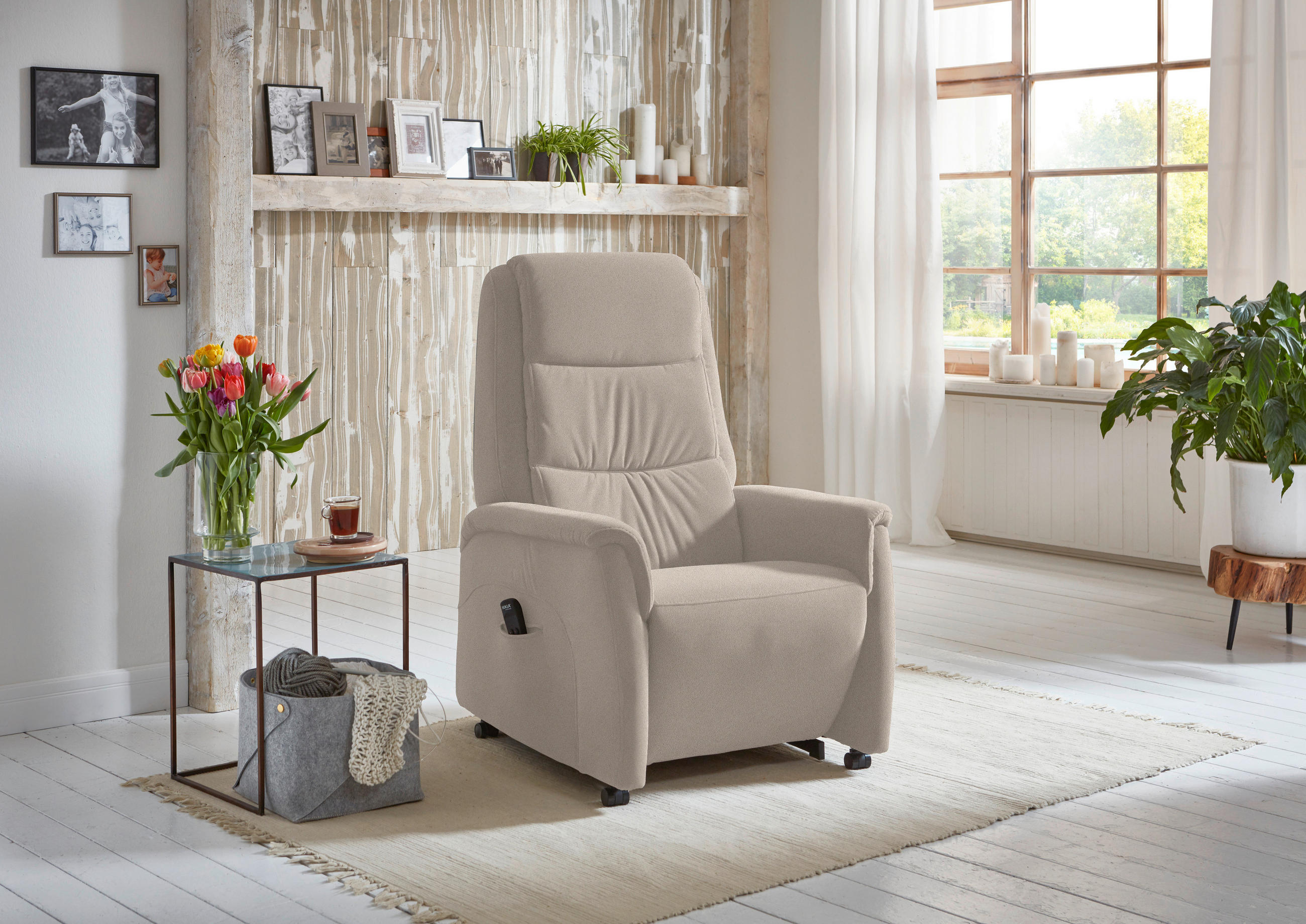 FERNSEHSESSEL Mikrofaser Sandfarben  - Sandfarben/Schwarz, Konventionell, Kunststoff/Textil (70/107/88cm) - Livetastic