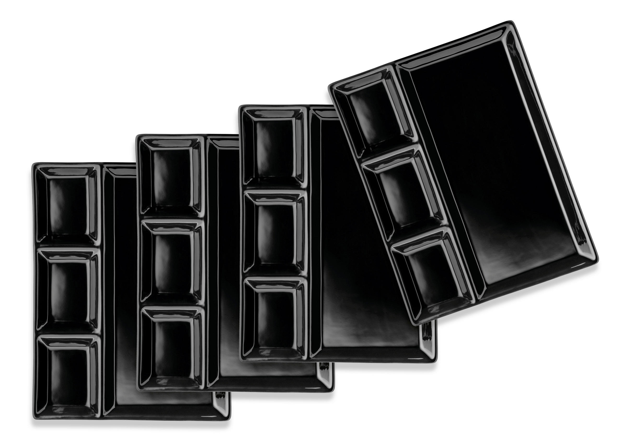 TELLERSET   - Schwarz, Basics, Keramik (25,5/2,5/19,5cm) - Mäser