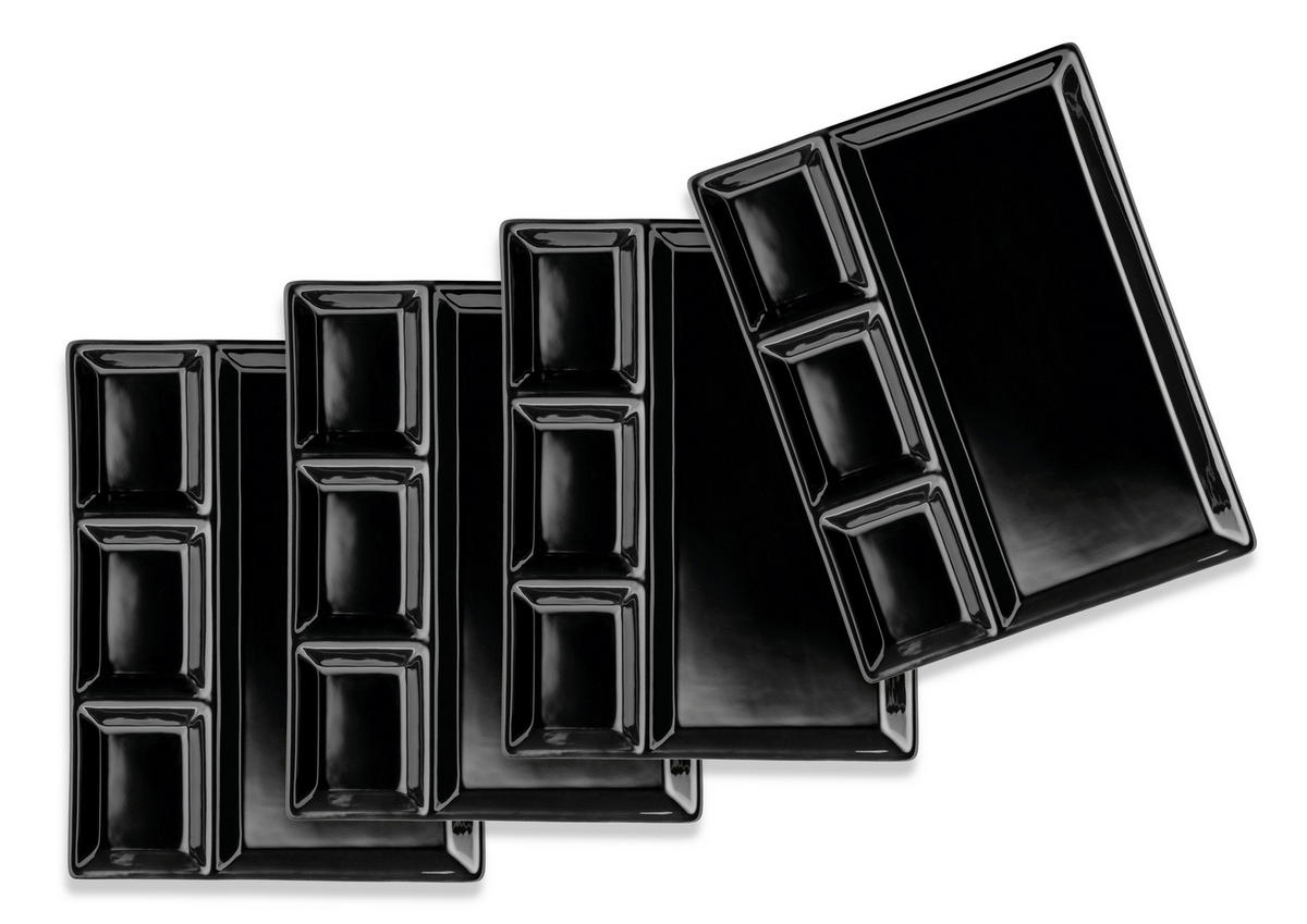 TELLERSET   - Schwarz, Basics, Keramik (25,5/2,5/19,5cm) - Mäser