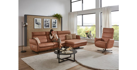 ECKSOFA in Echtleder Haselnussfarben 300/157 cm - Schwarz/Haselnussfarben, Design, Leder/Metall (300/157cm) - Dieter Knoll