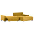 ECKSOFA in Flachgewebe Currygelb  - Currygelb/Silberfarben, KONVENTIONELL, Holz/Textil (273/192cm) - Carryhome