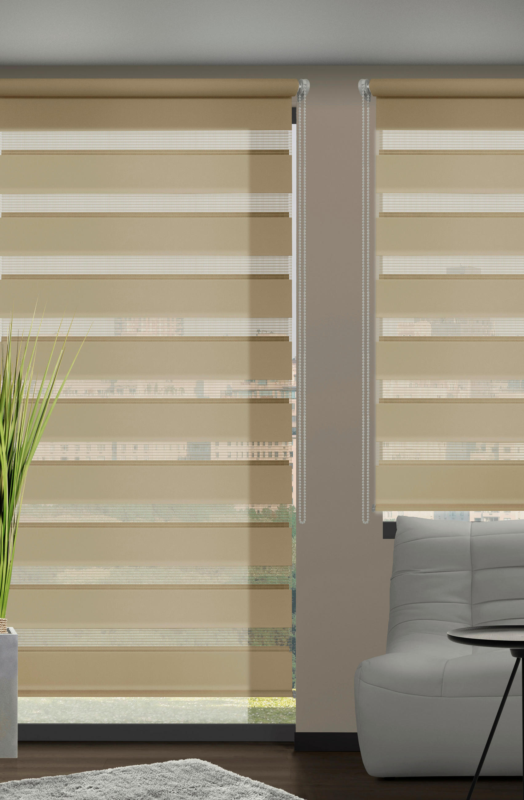 DOPPELROLLO  halbtransparent  140/160 cm    - Braun, Basics, Textil (140/160cm)