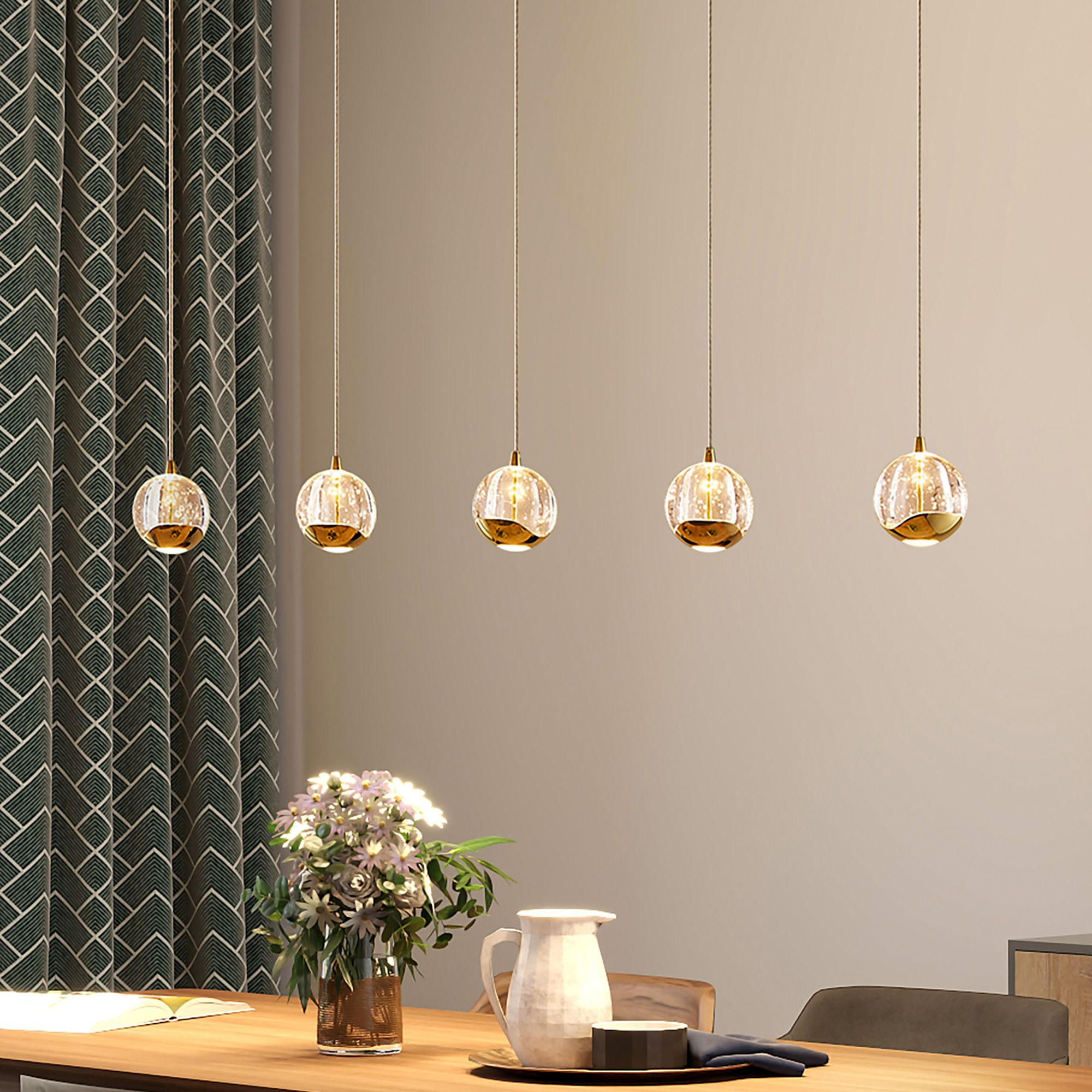 LED-HÄNGELEUCHTE Hastings 96/9/150 cm   - Goldfarben, Design, Glas/Metall (96/9/150cm) - Dieter Knoll