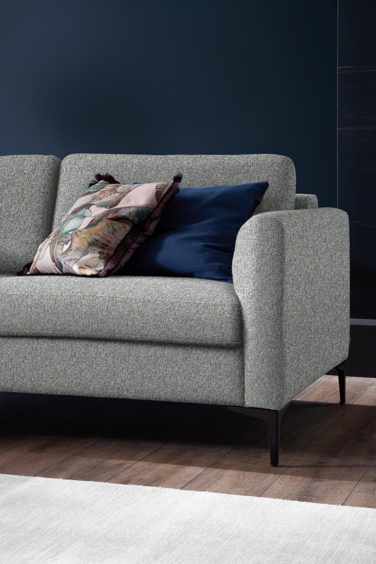 ECKSOFA in Flachgewebe Grau  195/310 cm  - Schwarz/Grau, Design, Textil/Metall (195/310cm) - Schöner Wohnen