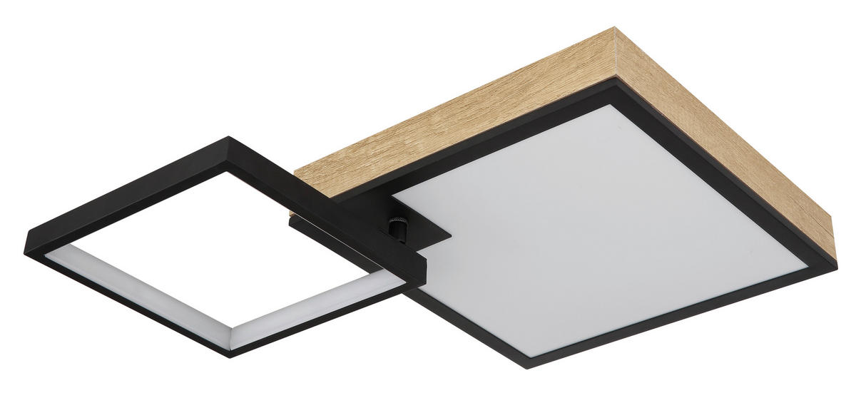 LED-DECKENLEUCHTE 21 W    60/41/10 cm  - Dunkelbraun/Opal, Natur, Holzwerkstoff/Kunststoff (60/41/10cm) - Globo