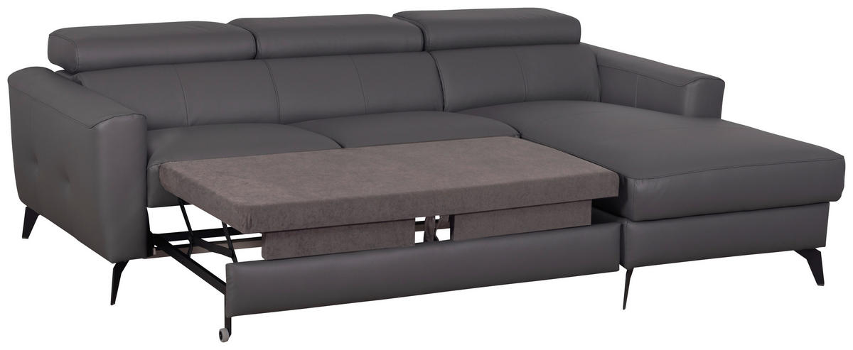 SEDACIA SÚPRAVA, textil, koža, antracitová - čierna/antracitová, kov/koža (235/73-97/179cm) - Celina Home