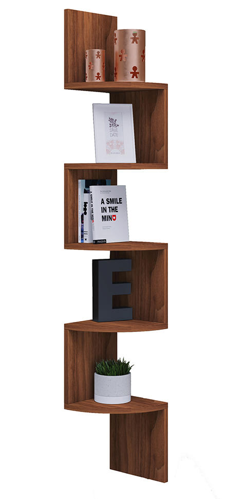 Eckregal Inkl. Wandmontage Mintis B: 19,6 Cm Nuss Dekor