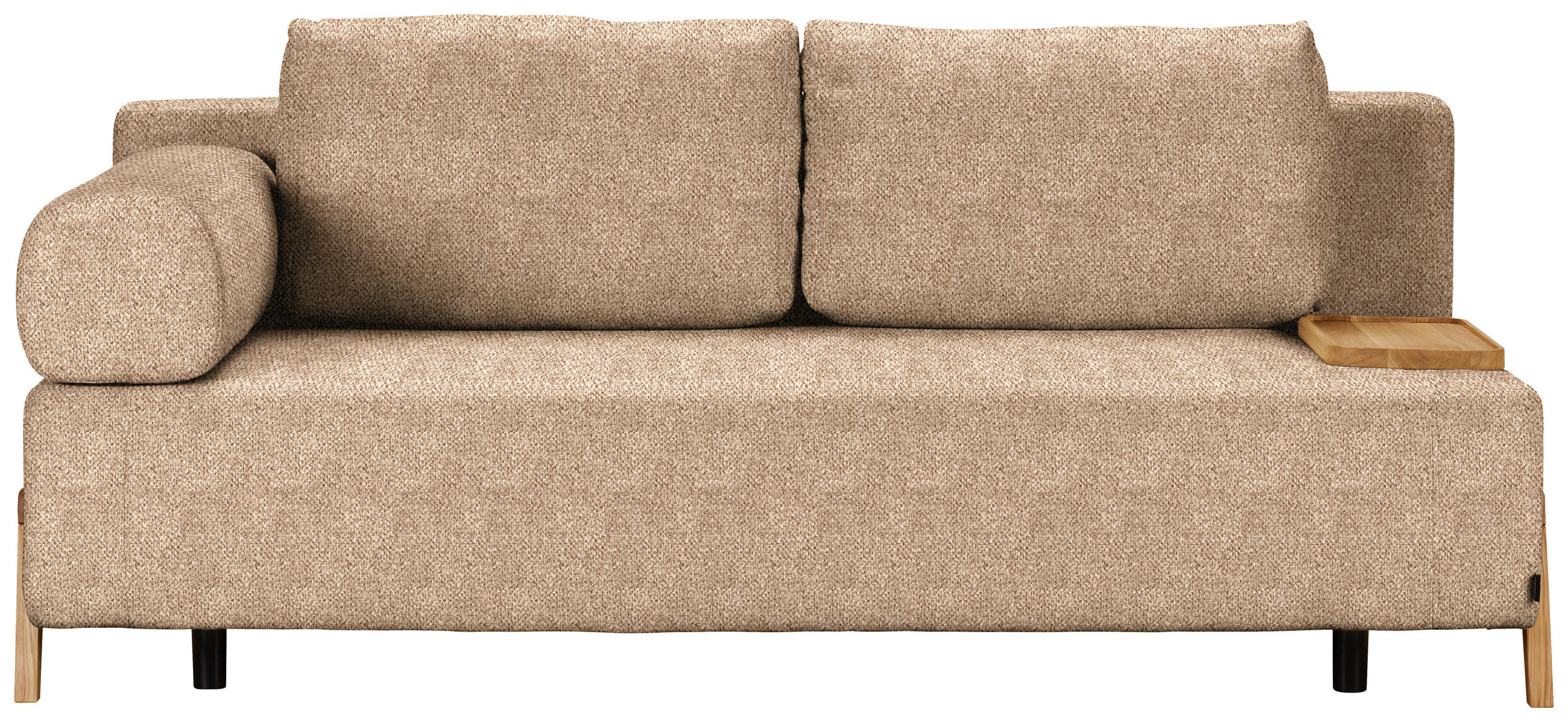 SCHLAFSOFA Bouclé Hellbraun  - Hellbraun/Naturfarben, Design, Holz/Textil (211/88/102cm) - Niels Andersson
