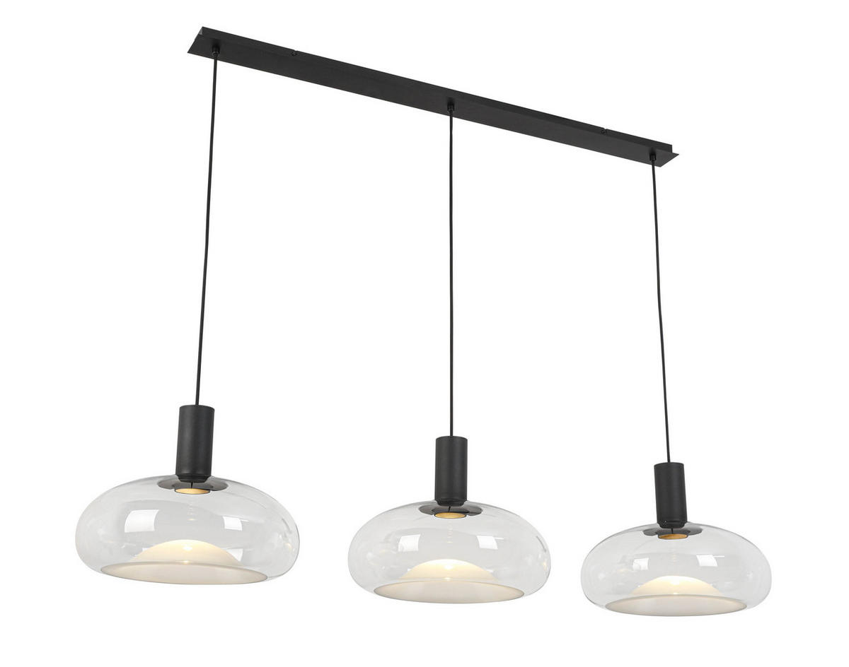 HÄNGELEUCHTE Lune 135,5/37/183 cm   - Schwarz, Design, Glas/Metall (135,5/37/183cm) - Dieter Knoll