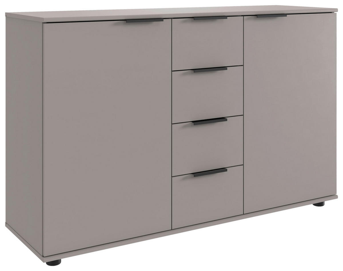 ŠIROKA KOMODA, sahara  - sahara/črna, Design, kovina/umetna masa (130/83/41cm) - Carryhome