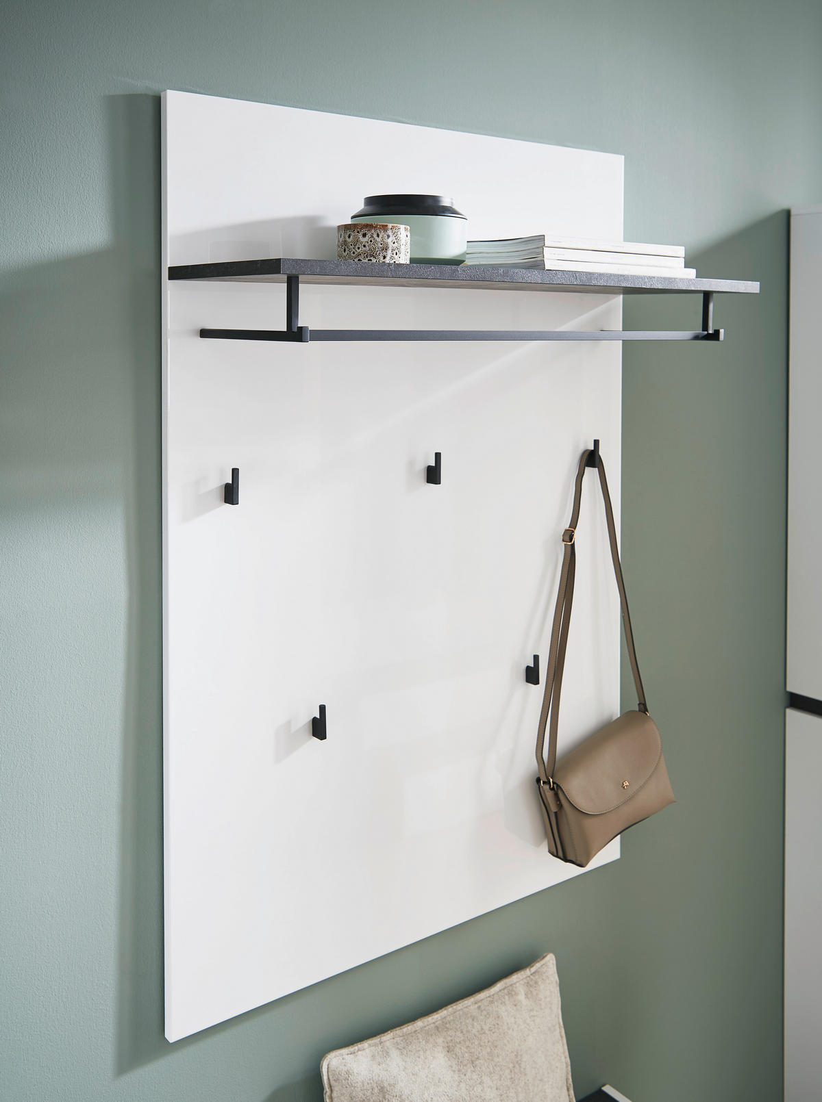 PANEL ZA ODLAGANJE KAPUTA  antracit, bela   pločasti materijal  - bela/antracit, Dizajnerski, pločasti materijal (80/115/26cm) - Voleo