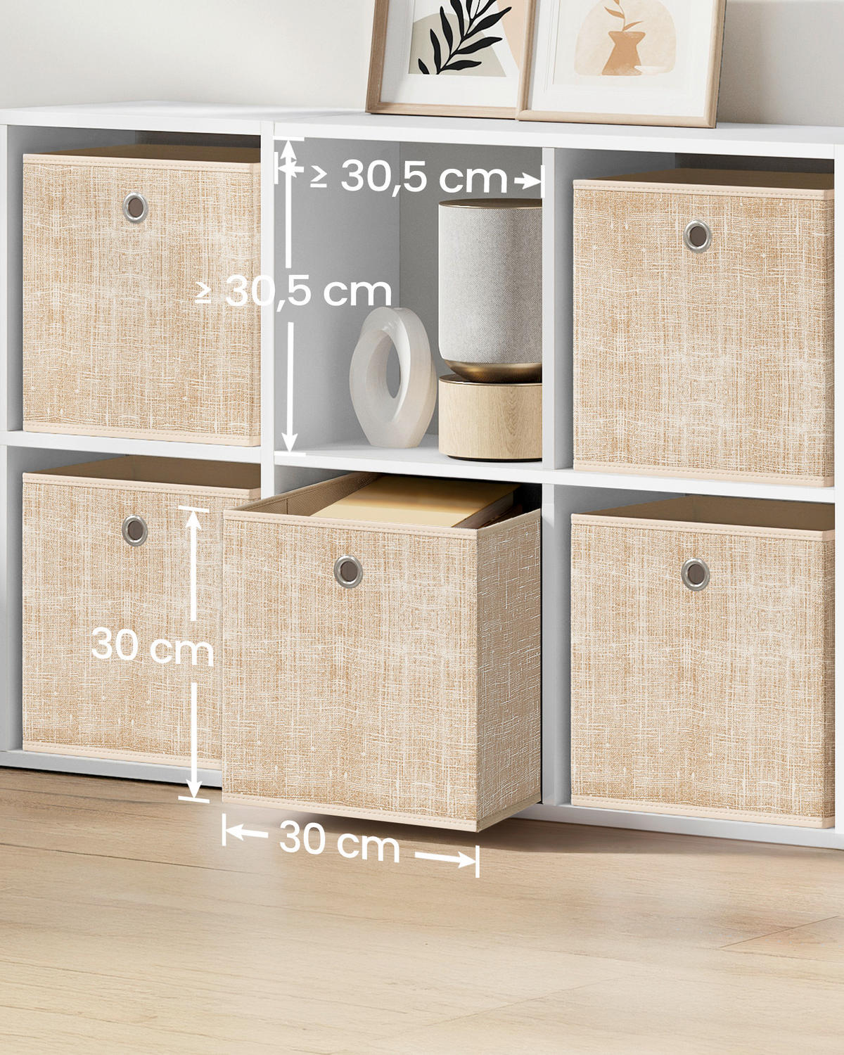 AUFBEWAHRUNGSBOXEN-SET - Sandfarben/Beige, Basics, Papier/Textil (30/30/30cm)