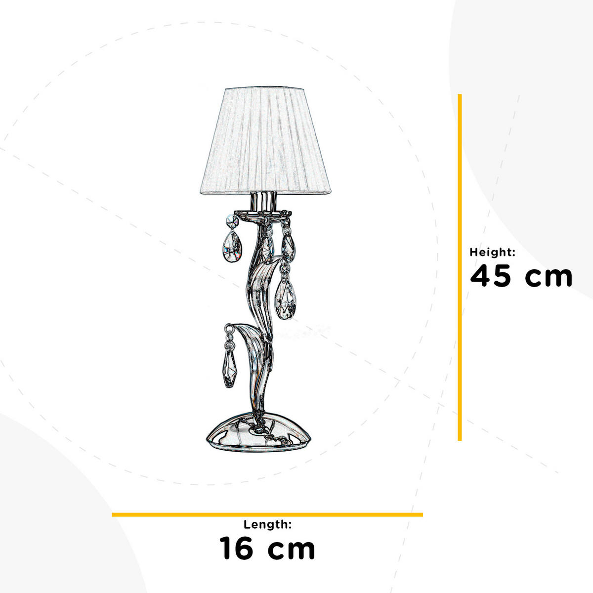 TISCHLEUCHTE 16/45 cm   - Chromfarben/Schwarz, KONVENTIONELL, Textil/Metall (16/45cm)