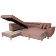 ECKSOFA inkl. Funktionen Hellrot Webstoff  - Hellrot/Silberfarben, Design, Textil/Metall (226/257cm) - Xora