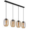 HÄNGELEUCHTE 109/20/120 cm    - Bernsteinfarben/Schwarz, Basics, Glas/Kunststoff (109/20/120cm) - Globo