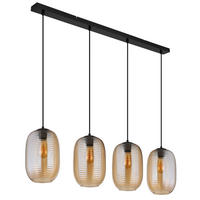 HÄNGELEUCHTE 109/20/120 cm    - Bernsteinfarben/Schwarz, Basics, Glas/Kunststoff (109/20/120cm) - Globo