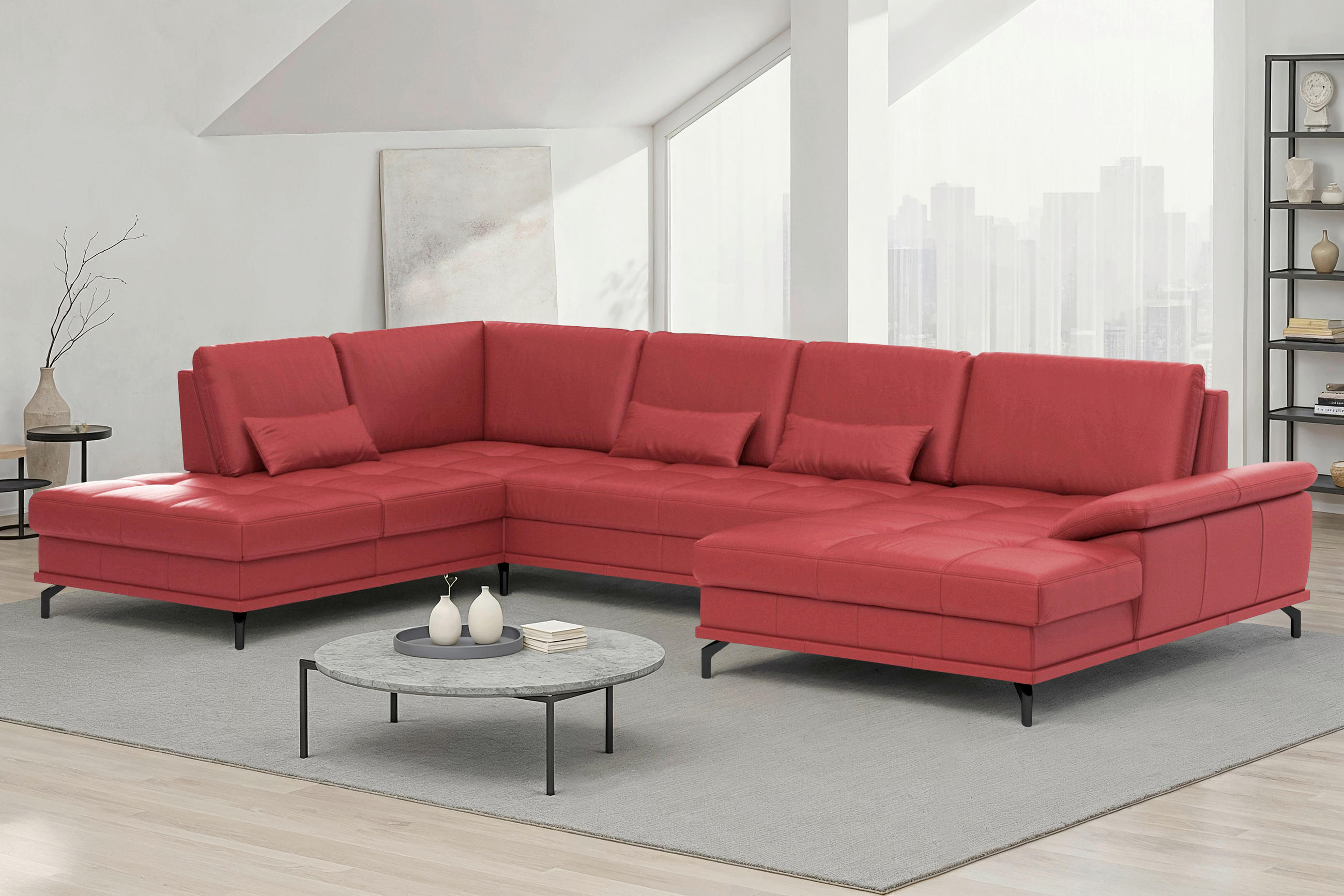 Sit & More Wohnlandschaft Costello E Rot 363x223 cm