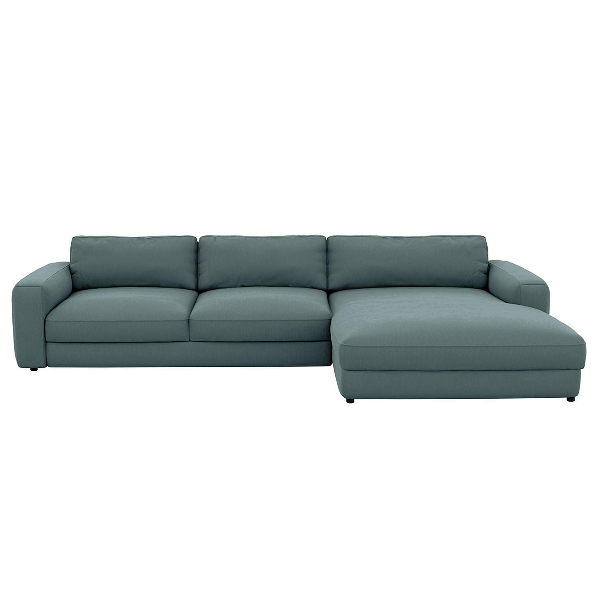 ECKSOFA Cord Blaugrau  - Blaugrau/Schwarz, Modern, Textil (303/176cm) - Trendmanufaktur
