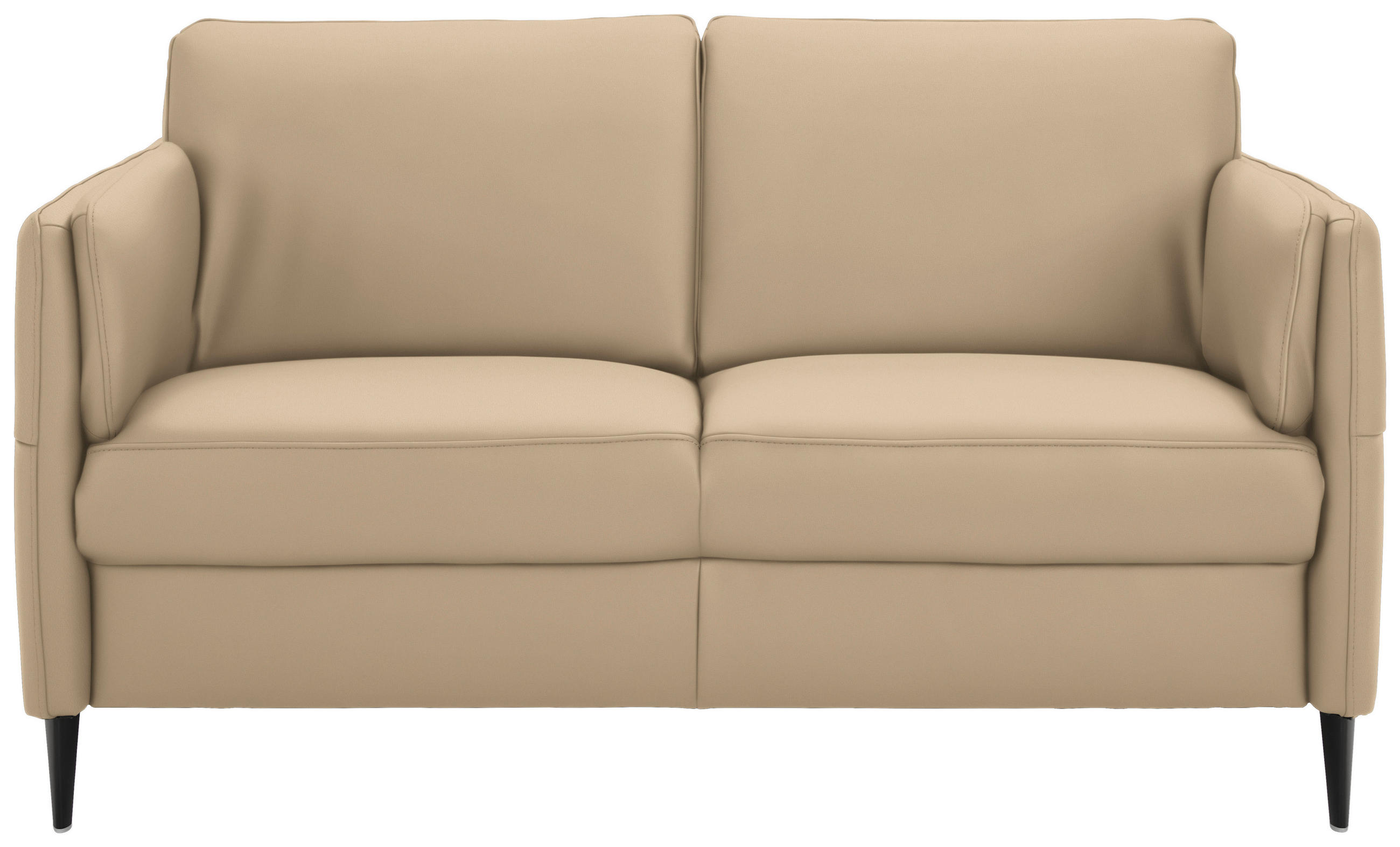 2,5-SITZER in Echtleder Beige  - Beige/Schwarz, Design, Leder/Metall (164/84/99cm) - Dieter Knoll