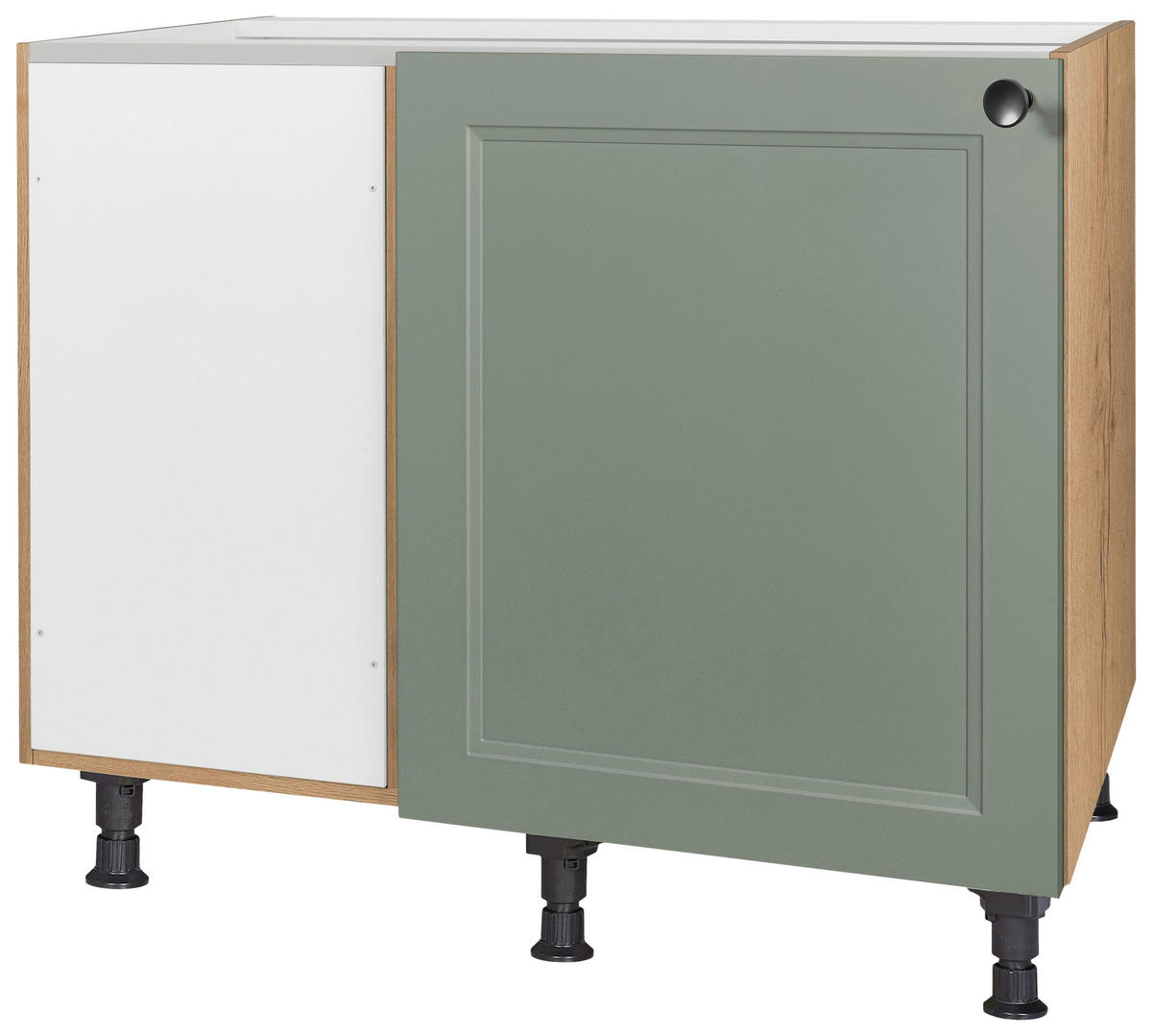 ECKUNTERSCHRANK 125/87/65 cm  - Eichefarben/Schwarz, MODERN, Holzwerkstoff/Metall (125/87/65cm) - Nobilia