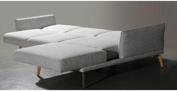 ECKSOFA Creme, Hellgrau Flachgewebe  - Eichefarben/Creme, Design, Holz/Textil (289/164cm) - Valnatura