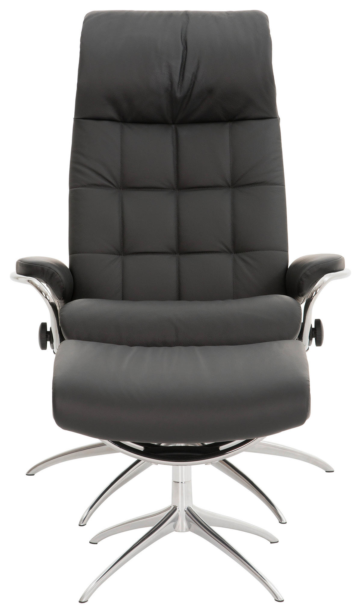 RELAXSESSELSET in Leder Schwarz  - Alufarben/Schwarz, Design, Leder/Metall (80/116/71cm) - Stressless