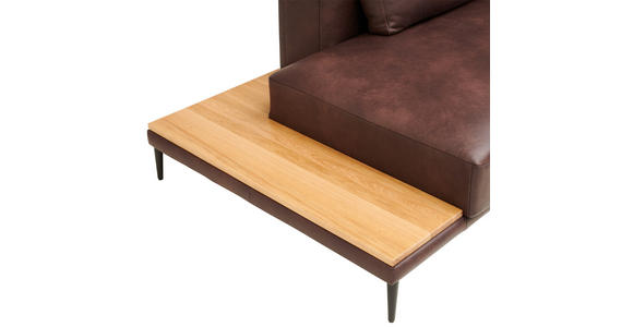 ECKSOFA in Echtleder Dunkelbraun 201/304 cm - Dunkelbraun/Schwarz, Design, Leder/Metall (201/304cm) - Emilio Belluti