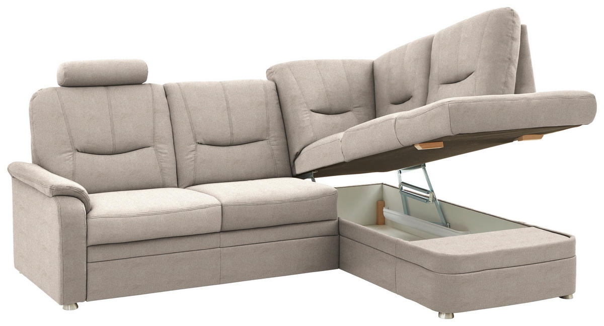 ECKSOFA  in Chenille Beige  235/185 cm  - Beige/Schwarz, KONVENTIONELL, Kunststoff/Textil (235/185cm) - Beldomo Comfort