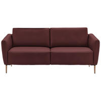 2-SITZER-SOFA  in Echtleder Bordeaux   - Eichefarben/Bordeaux, Natur, Leder/Holz (207/86/87cm) - Valnatura