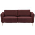 2-SITZER-SOFA  in Echtleder Bordeaux   - Eichefarben/Bordeaux, Natur, Leder/Holz (207/86/87cm) - Valnatura