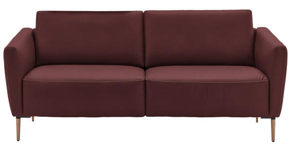 2-SITZER-SOFA  in Echtleder Bordeaux   - Eichefarben/Bordeaux, Natur, Leder/Holz (207/86/87cm) - Valnatura