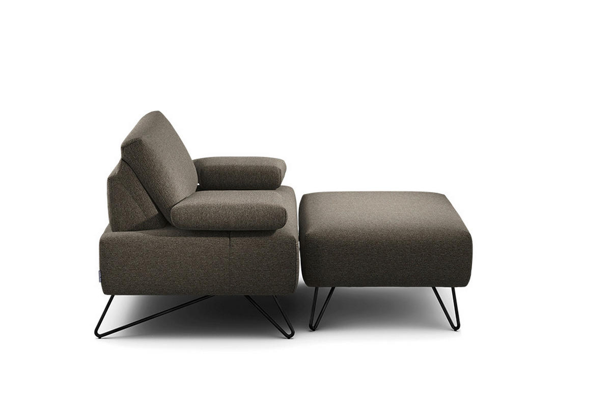SESSELSET Chenille Armteilverstellung, Hocker    - Schwarz/Braun, Design, Textil/Metall (114-142/85/86-94cm) - SENSOO