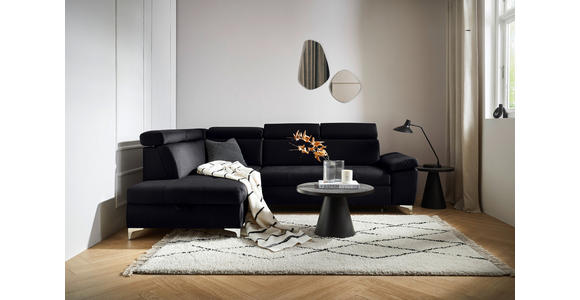 ECKSOFA Schwarz Mikrofaser  - Chromfarben/Schwarz, KONVENTIONELL, Textil/Metall (206/271cm) - Carryhome