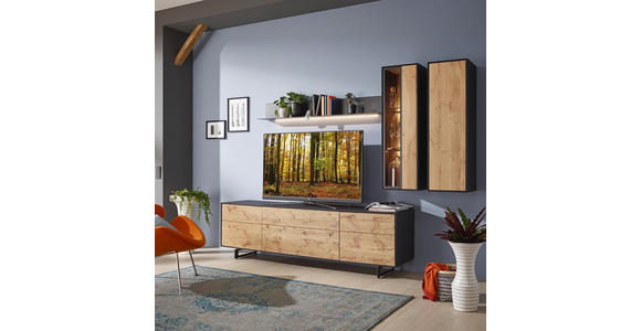 WOHNWAND in Anthrazit, Eichefarben - Eichefarben/Anthrazit, Natur, Glas/Holz (276/197/49cm) - Valnatura