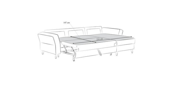 ECKSOFA Hellgrün Flachgewebe Zierkissen, Rückenkissen, Bettkasten, Schlaffunktion, Rücken echt, Liegefläche im Originalstoff  - Eichefarben/Hellgrün, KONVENTIONELL, Holz/Textil (265/159cm) - Carryhome