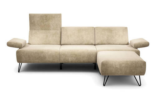 3-SITZER-SOFA in Samt Naturfarben  - Schwarz/Naturfarben, Design, Textil/Metall (234-264/85/86-94cm) - SENSOO