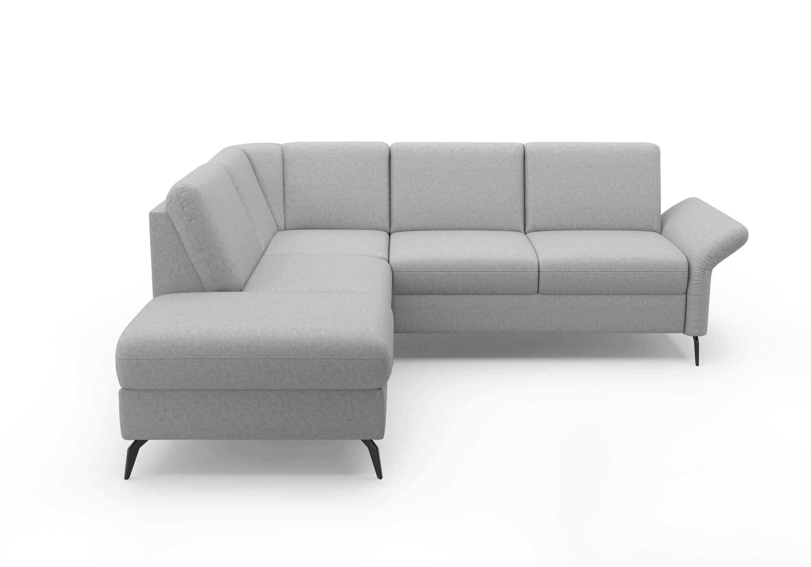 ECKSOFA ROCHELLE E Hellgrau Flachgewebe  - Hellgrau/Schwarz, KONVENTIONELL, Textil/Metall (216/240cm) - Sit & More