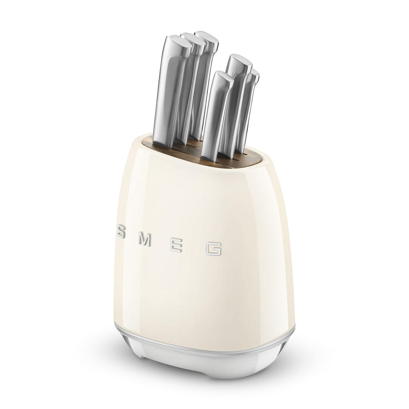 MESSERBLOCK 6-teilig  - Creme, Basics, Holz/Kunststoff (13,5/23,2/19cm) - SMEG