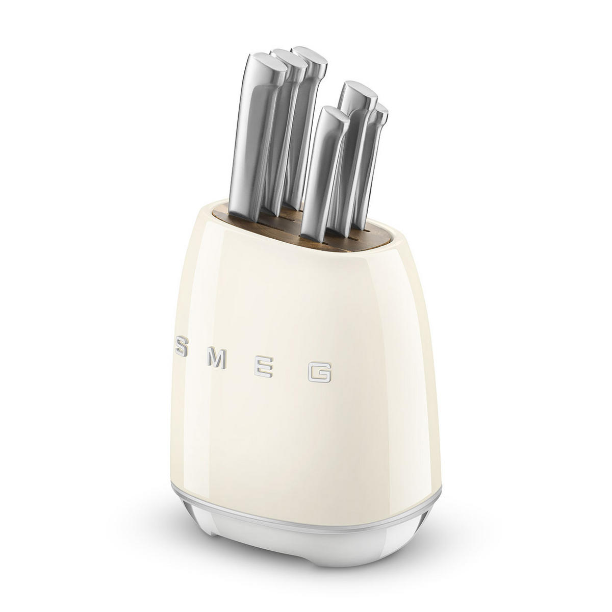 MESSERBLOCK 6-teilig  - Creme, Basics, Holz/Kunststoff (13,5/23,2/19cm) - SMEG