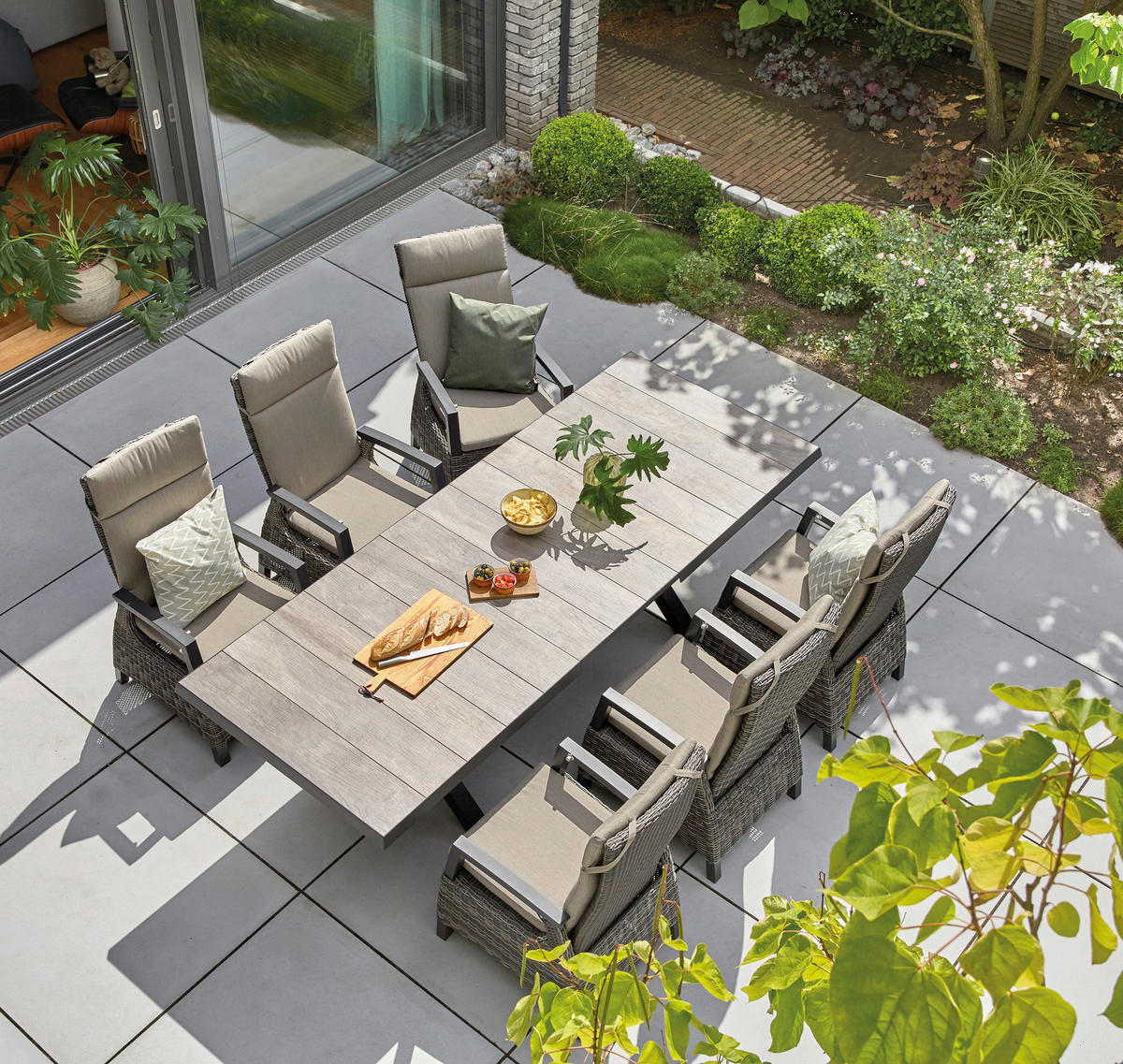 GARTENTISCH 200-260/100/77 cm Metall rechteckig  - Anthrazit/Graubraun, Basics, Keramik/Metall (200-260/100/77cm) - Siena Garden